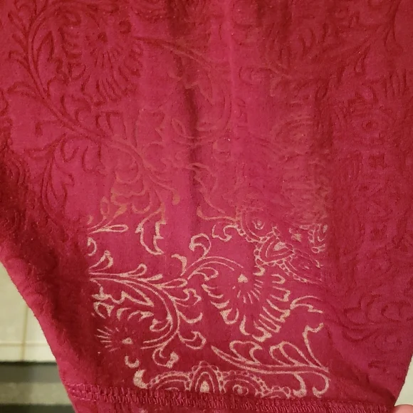 MUDD Burnout Filigree T-shirt Long Sleeve Burgundy Red Size XL - Picture 4 of 6